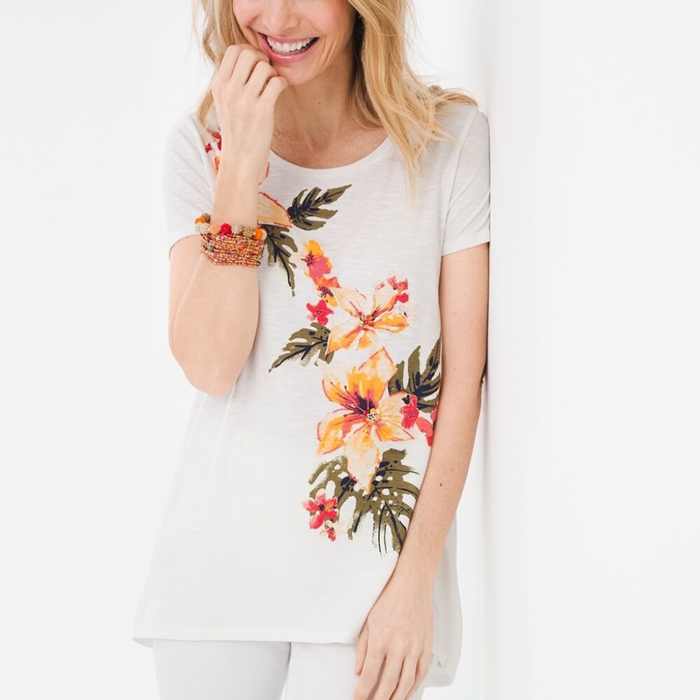Embellished Tropical Tee by Chico's